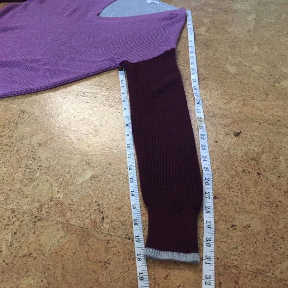 Splendid Cashmere Viscose Blend Ribbed V-neck Color Block Oversized Sweater Sz S - Picture 11 of 11